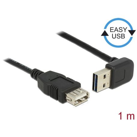 DeLock Extension cable EASY-USB 2.0 Type-A male angled up / down > USB 2.0 Type-A female 1m Black