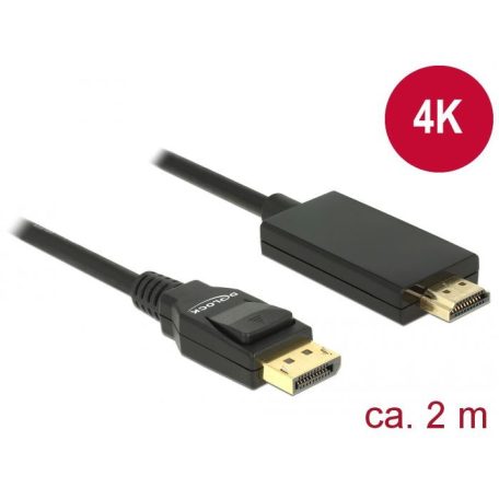 DeLock DisplayPort 1.2 male > High Speed HDMI-A male passive 4K 2m Cable Black