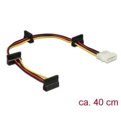   DeLock Power Molex 4 pin plug > 4x SATA 15 pin receptacle cable 0,4m