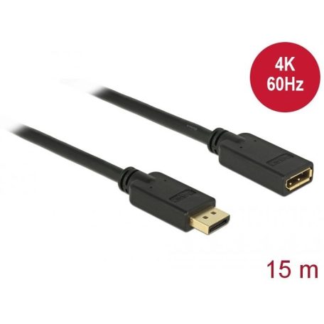 DeLock DisplayPort 1.2 extension cable 4K 60 Hz 15m Black