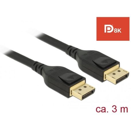 DeLock DisplayPort cable 8K 60 Hz 3m DP 8K certified Black