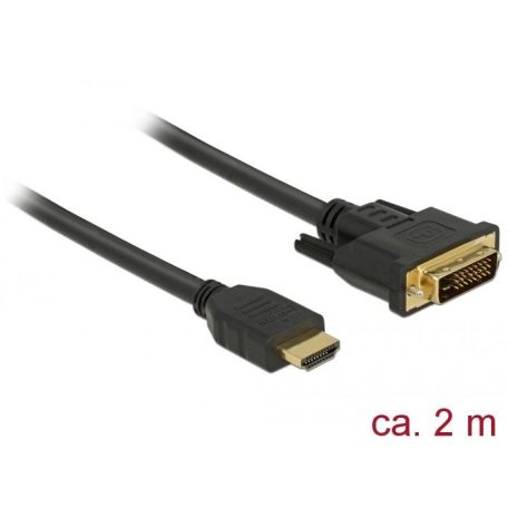 DeLock HDMI to DVI (Dual Link) (24+1) cable bidirectional 2m Black