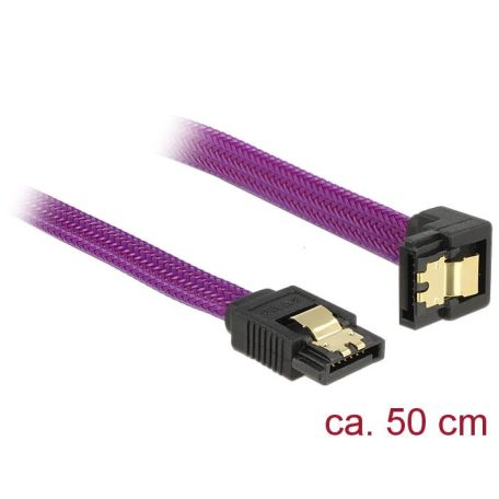 DeLock SATA cable 6 Gb/s 50 cm down / straight metal purple Premium