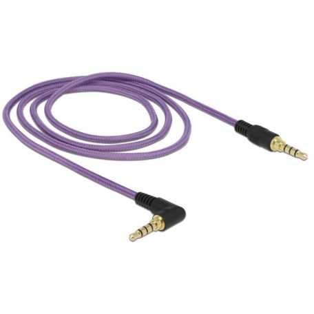 DeLock Stereo Jack Cable 3.5mm 4 pin male > male angled 1m Purple