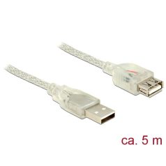   DeLock Extension cable USB 2.0 Type-A male > USB 2.0 Type-A female 5m Transparent