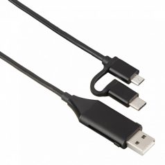   Hama 4-in-1 microUSB cable with USB-C adapter data charging OTG 1m Black