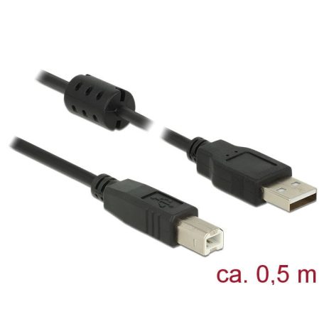 DeLock USB 2.0 Type-A male > USB 2.0 Type-B male 0,5m cable Black