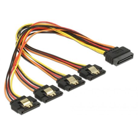 DeLock SATA 15 pin power plug with latching function > SATA 15 pin power receptacle 4x straight 30cm cable