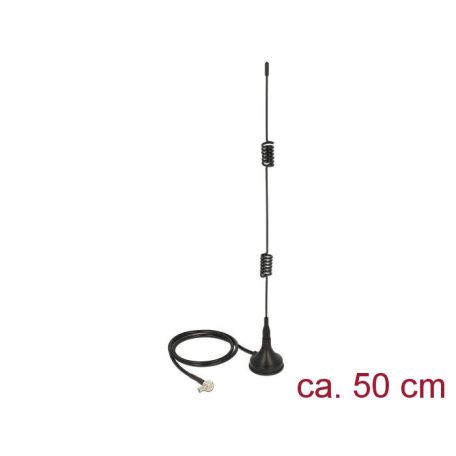 DeLock LTE Antenna TS-9 plug 90° 5 dBi fixed omnidirectional with magnetic base and connection cable RG-174 50 cm outdoor black