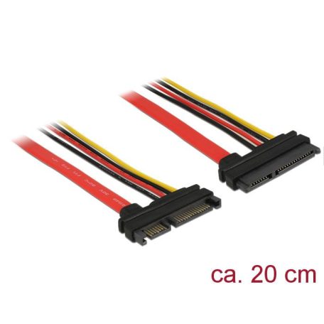 DeLock Extension SATA 6 Gb/s 22 pin plug > SATA 22 pin receptacle (5V + 12V) 20cm cable