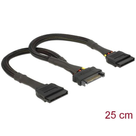 DeLock SATA 15 pin female > 2x SATA 15 pin male 25cm Power Cable