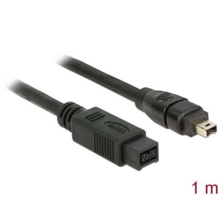 DeLock FireWire 9 pin male > 4 pin male 1m cable Black