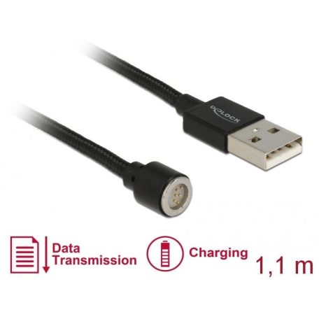 DeLock Magnetic USB Data and Charging Cable 1,1m Black