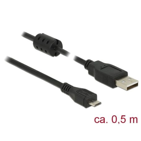 DeLock USB 2.0 Type-A male > USB 2.0 Micro-B male 0,5m cable Black