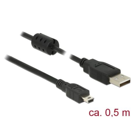 DeLock USB 2.0 Type-A male > USB 2.0 Mini-B male 0,5m cable Black