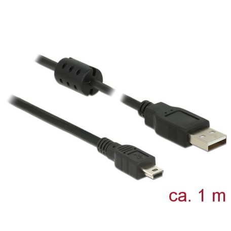 DeLock USB 2.0 Type-A male > USB 2.0 Mini-B male 1m cable Black