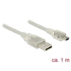   DeLock USB 2.0 Type-A male > USB 2.0 Mini-B male 1m transparent