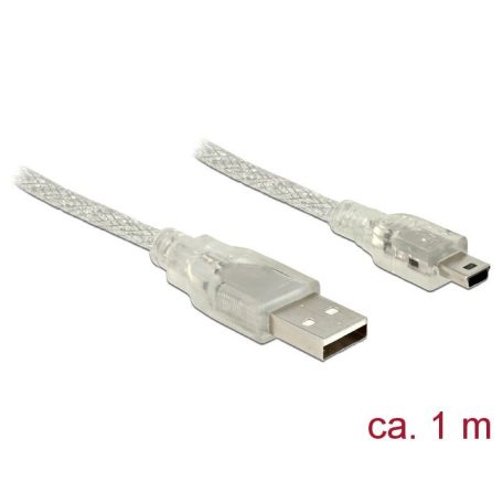 DeLock USB 2.0 Type-A male > USB 2.0 Mini-B male 1m transparent