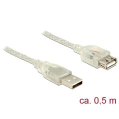   DeLock Extension cable USB 2.0 Type-A male > USB 2.0 Type-A female 0,5m transparent