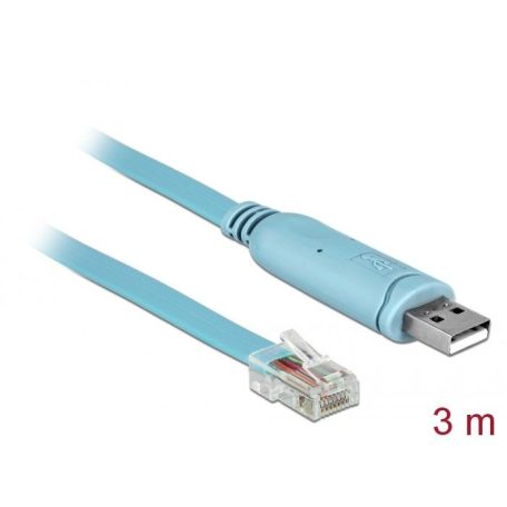 DeLock USB 2.0 Type-A male > 1x Serial RS-232 RJ45 male 3m Blue