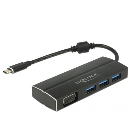 DeLock USB 3.1 Gen 1 Adapter USB Type-C to 3x USB 3.0 Type-A Hub + 1 x VGA (DP Alt Mode)