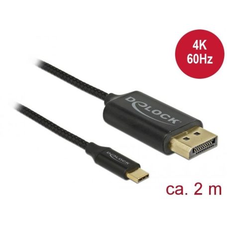 DeLock USB cable Type-C to DisplayPort (DP Alt Mode) 4K 60 Hz 2m coaxial