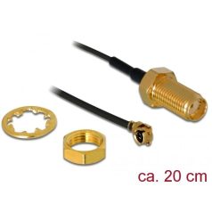   DeLock Antenna Cable SMA jack bulkhead to MHF I plug 1.13 20cm thread length 10mm