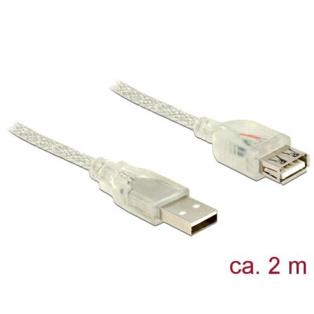 DeLock Extension cable USB 2.0 Type-A male > USB 2.0 Type-A female 2m Transparent