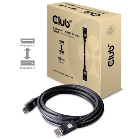 Club3D DisplayPort 1.4 HBR3 8K60Hz 28AWG kábel M/M 3m