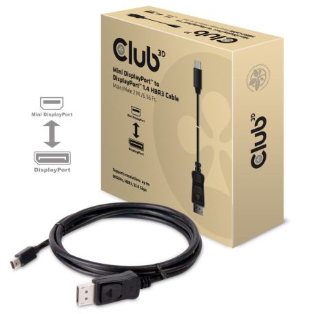 Club3D MiniDisplayPort to DisplayPort 1.4 HBR3 Cable M/M 2m