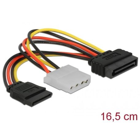 DeLock Cable Power SATA 15 pin male > Molex 4 pin female + SATA 15 pin female