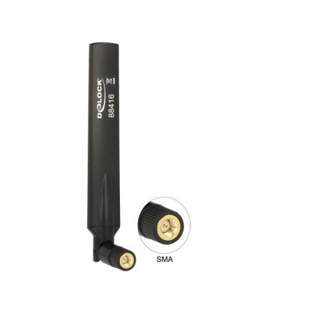 DeLock GSM / UMTS Antenna SMA plug 1.0 - 3.5 dBi omnidirectional with tilt joint black