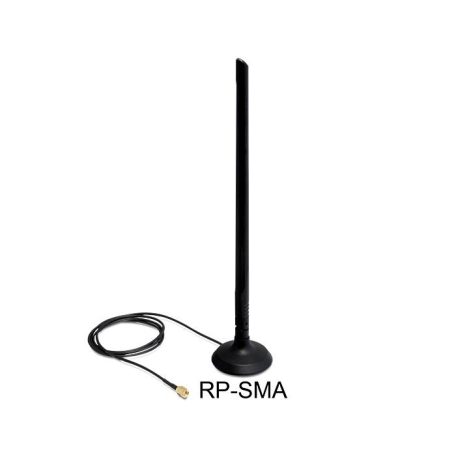 DeLock WLAN 802.11 b/g/n Antenna RP-SMA 6.5 dBi Omnidirectional Joint With Magnetic Stand