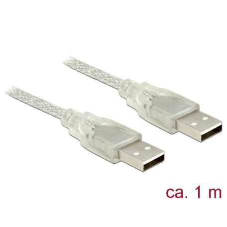 DeLock USB 2.0 Type-A male > USB 2.0 Type-A male 1m Transparent