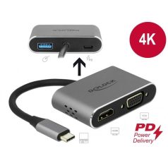   DeLock Type-C Adapter to HDMI and VGA with USB 3.0 Port and PD