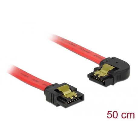 DeLock SATA 6 Gb/s Cable straight to left angled 50cm Red