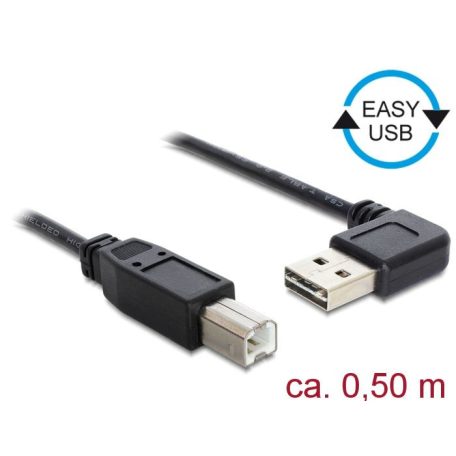 DeLock EASY-USB 2.0 Type-A male angled left / right > USB 2.0 Type-B male 0,5m cable