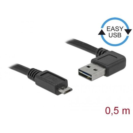 DeLock EASY-USB 2.0 Type-A male angled left / right > USB 2.0 Type Micro-B male 0,5m cable