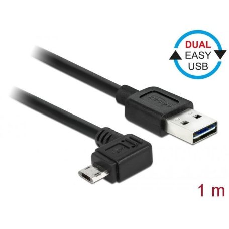 DeLock EASY-USB 2.0 Type-A male > EASY-USB 2.0 Type Micro-B male angled left/right 1m cable Black