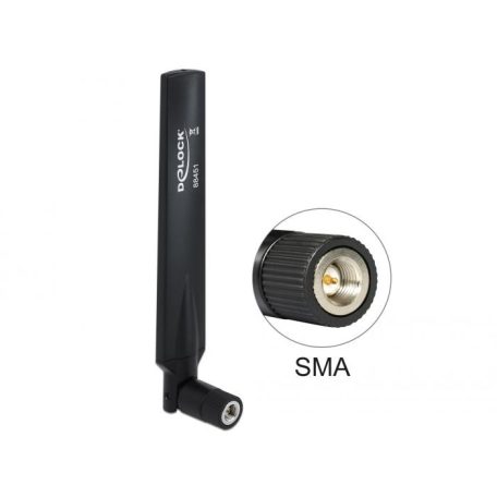 DeLock LTE Antenna SMA plug 1 - 4 dBi omnidirectional with tilt joint Black