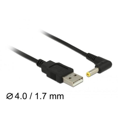 DeLock Power Cable USB > DC 4.0 x1.7 mm male 90° 1,5m Black