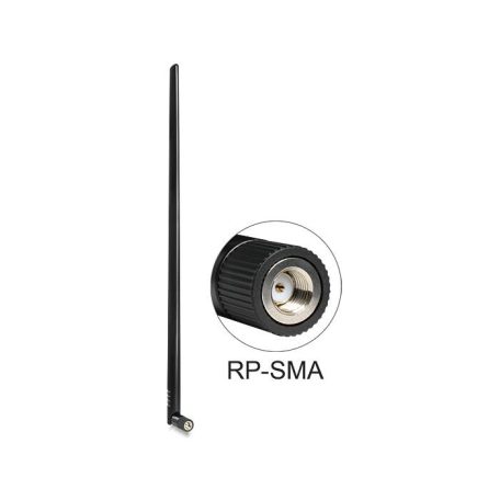 DeLock WLAN 802.11 b/g/n Antenna RP-SMA plug 9 dBi omnidirectional with tilt joint Black