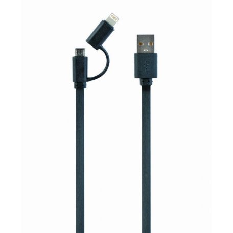 Gembird CC-USB2-AMLM2-1M USB Lightning charging combo cable 1m Black