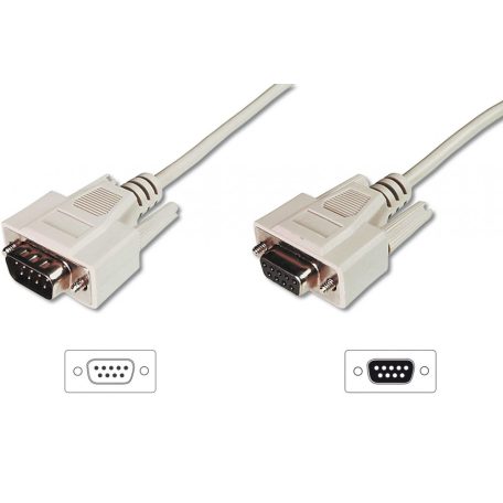 Assmann Datatransfer extension cable, D-Sub9 2m Beige