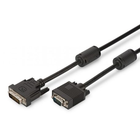 Assmann DVI adapter cable, DVI-I (Dual Link) (24+5) - HD15, 2x ferrit 2m Black