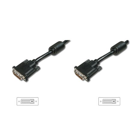 Assmann DVI connection cable, DVI(24+1), 2x ferrit 5m Black