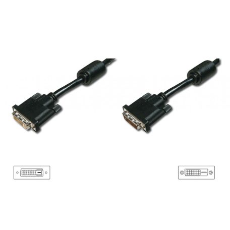 Assmann DVI extension cable, DVI-D (Dual Link) (24+1), 2x ferrit 5m Black