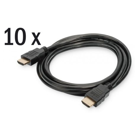 Assmann HDMI High Speed connection cable, type A 2m Black (10-pack)