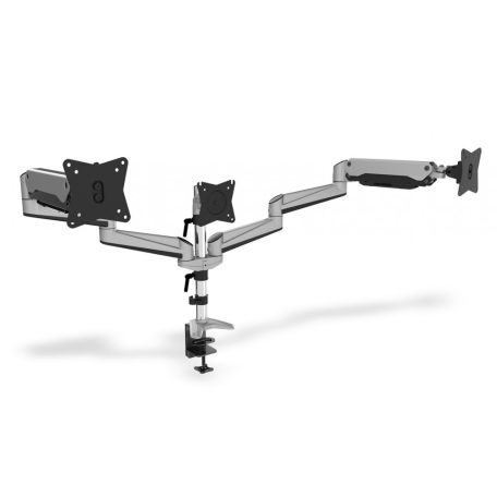 Digitus DA-90363 Universal Triple Monitor Table Mount With Gas Spring And Clamp Mount Silver