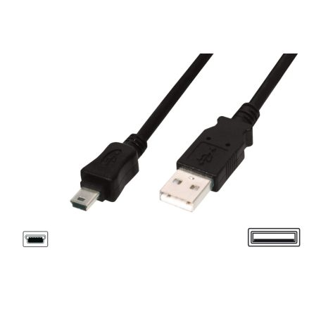 Assmann USB 2.0 connection cable, type  A - mini B (5pin) 1m Black